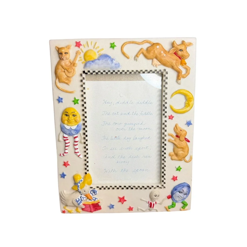 Nursery Rhyme Photo Frame Hey Diddle Diddle Cat Cow Dog Humpty Dumpty Decor